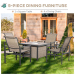 Outdoor and Garden-5-Piece Rattan Patio Dining Set Outdoor Wicker Furniture Set 4 Rocking Chairs & Square Table with Metal Ice Bucket, Beige - Outdoor Style Company