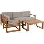 Outdoor and Garden-5 Seater L Shaped Patio Furniture Set, Wood Outdoor Sectional Sofa Conversation Set with Coffee Table and Cushions for Garden, Grey - Outdoor Style Company