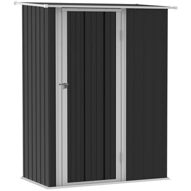 Outdoor and Garden-5' x 3' Metal Garden Storage Shed, Patio Tool House Cabinet with Lockable Door for Backyard, Patio, Lawn Green, Garage, Grey - Outdoor Style Company