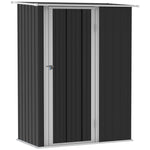 Outdoor and Garden-5' x 3' Metal Garden Storage Shed, Patio Tool House Cabinet with Lockable Door for Backyard, Patio, Lawn Green, Garage, Grey - Outdoor Style Company