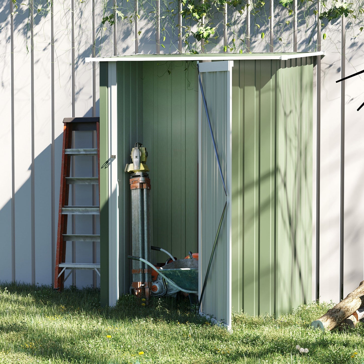 Outdoor and Garden-5' x 3' Storage Metal Shed, Patio Tool Shed Cabinet with Lockable Door for Backyard, Patio, Lawn Green, Garage - Outdoor Style Company