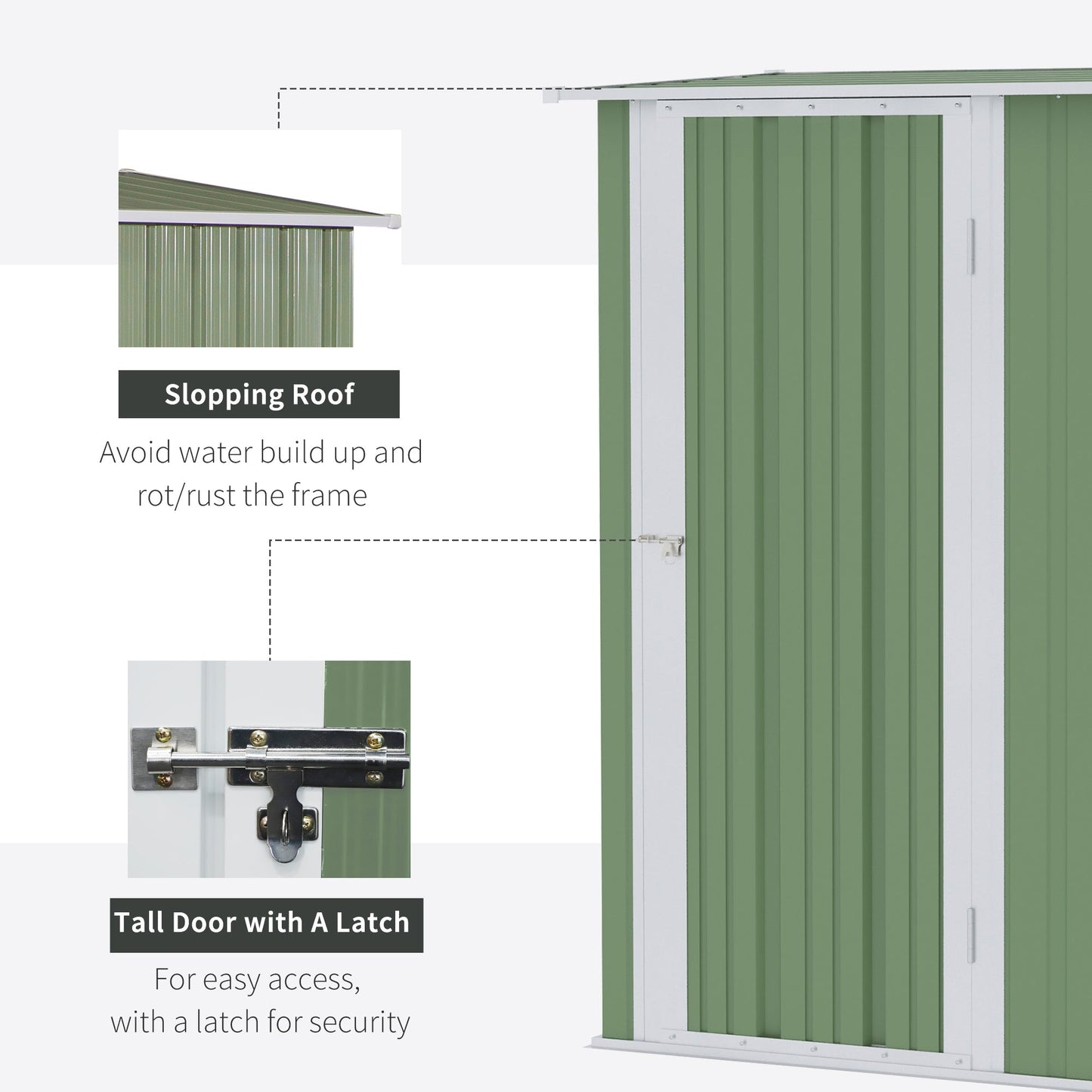 Outdoor and Garden-5' x 3' Storage Metal Shed, Patio Tool Shed Cabinet with Lockable Door for Backyard, Patio, Lawn Green, Garage - Outdoor Style Company