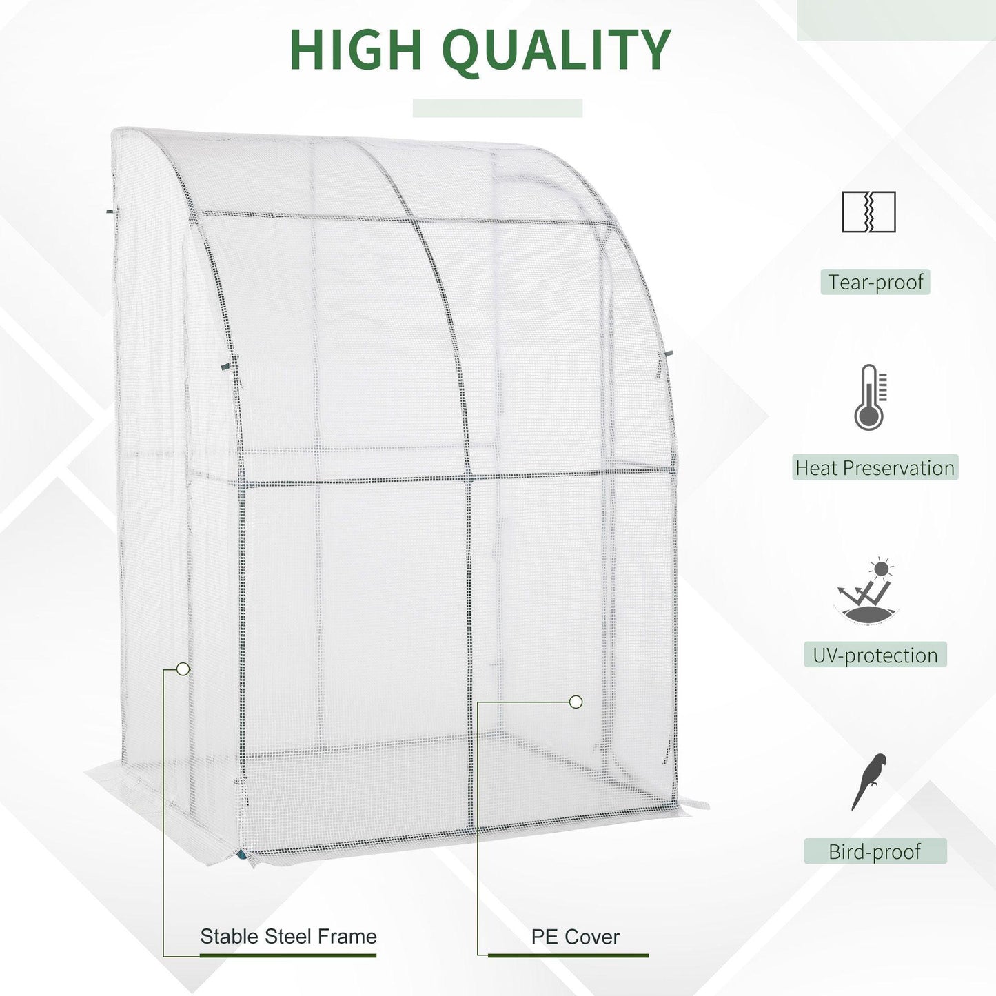 Outdoor and Garden-5' x 4' x 7' Outdoor Walk-In Greenhouse, Plant Nursery with Roll-up Door, and PE Cover, White - Outdoor Style Company