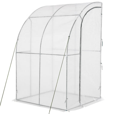 Outdoor and Garden-5' x 4' x 7' Outdoor Walk-In Greenhouse, Plant Nursery with Roll-up Door, and PE Cover, White - Outdoor Style Company