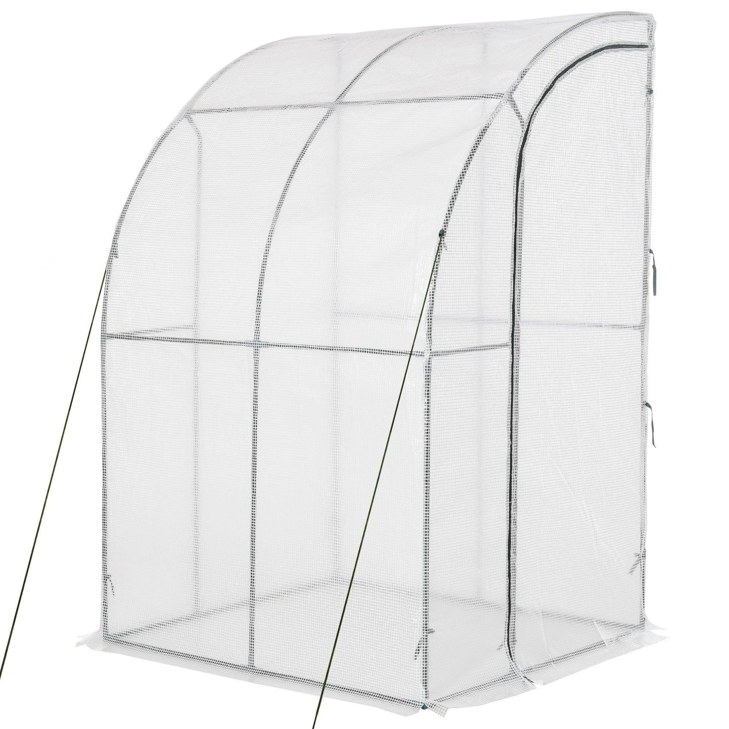 Outdoor and Garden-5' x 4' x 7' Outdoor Walk-In Greenhouse, Plant Nursery with Roll-up Door, and PE Cover, White - Outdoor Style Company