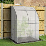 Outdoor and Garden-5' x 4' x 7' Outdoor Walk-In Greenhouse, Plant Nursery with Roll-up Door, and PE Cover, White - Outdoor Style Company