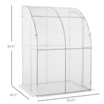 Outdoor and Garden-5' x 4' x 7' Outdoor Walk-In Greenhouse, Plant Nursery with Roll-up Door, and PE Cover, White - Outdoor Style Company