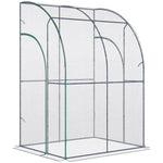 Outdoor and Garden-5 x 4 x 7ft Outdoor Lean to Greenhouse with 2 Zippered Roll Up Doors, PVC Cover Sloping Top, Backyard Greenhouse - Outdoor Style Company