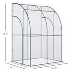 Outdoor and Garden-5 x 4 x 7ft Outdoor Lean to Greenhouse with 2 Zippered Roll Up Doors, PVC Cover Sloping Top, Backyard Greenhouse - Outdoor Style Company