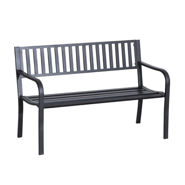 Outdoor and Garden-50" Garden Park Bench, Slatted Steel Outdoor Decorative Loveseat for Patio Lawn - Outdoor Style Company