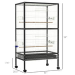 Pet Supplies-54" Large Rolling Flight Cage Iron Aviary Bird House And Accessories - Outdoor Style Company