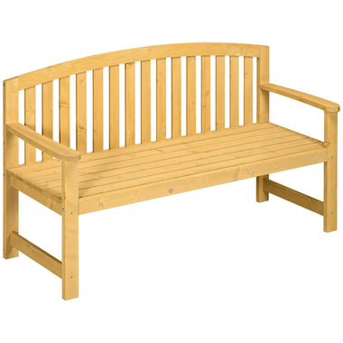 Outdoor and Garden-56" Outdoor Patio Wood Bench, 2-Seater Garden Bench with Slatted Seat, Backrest & Arm Rests for Patio, Porch, Poolside, Natural - Outdoor Style Company