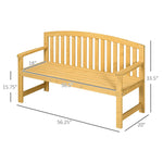 Outdoor and Garden-56" Outdoor Patio Wood Bench, 2-Seater Garden Bench with Slatted Seat, Backrest & Arm Rests for Patio, Porch, Poolside, Natural - Outdoor Style Company