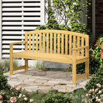 Outdoor and Garden-56" Outdoor Patio Wood Bench, 2-Seater Garden Bench with Slatted Seat, Backrest & Arm Rests for Patio, Porch, Poolside, Natural - Outdoor Style Company