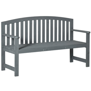 Outdoor and Garden-56" Wood Garden Bench Chair, 2-Seat Outdoor Bench Porch Loveseat with Backrest & Arm Rests for Patio, Porch, Poolside, Balcony, Grey - Outdoor Style Company