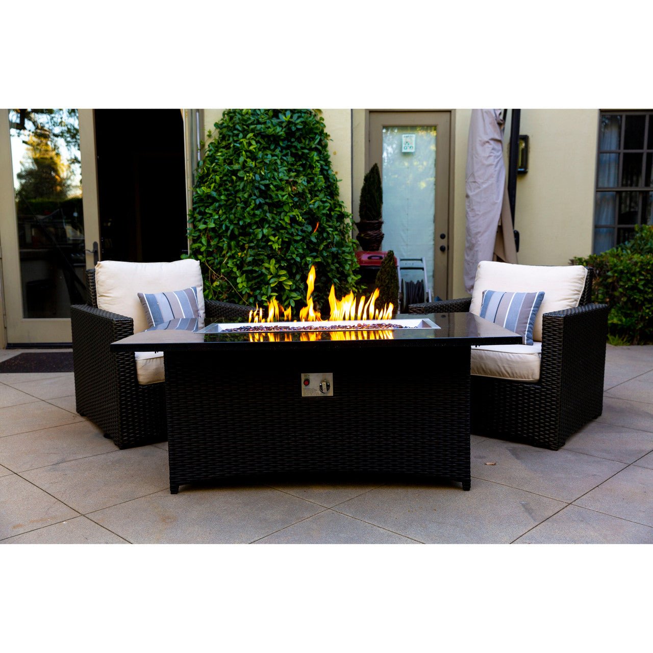 -58 in. Rectangular Steel Gas Fire Pit with Burner and Table Lid - Outdoor Style Company