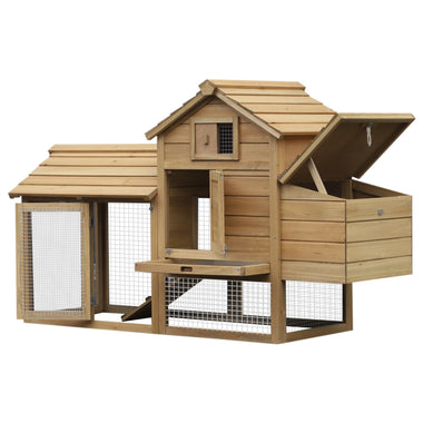 Outdoor and Garden-59" Small Wooden Chicken coop Hen House Poultry Cage for Outdoor Backyard with 2 Doors, Nesting Box and Removable Tray, Natural Wood - Outdoor Style Company