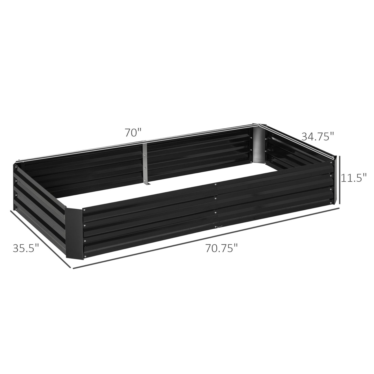 Outdoor and Garden-5.9' x 3' x 1' Raised Garden Bed with Support Rod, Steel Frame Elevated Planter Box, Black - Outdoor Style Company