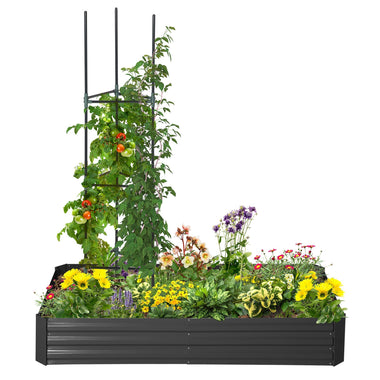 Outdoor and Garden-5.9' x 3' x 1' Raised Garden Bed with Support Rod, Steel Frame Elevated Planter Box, Black - Outdoor Style Company