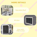 Pet Supplies-59"x64"x39" Wood Large Dog Kennel Cabin Style Elevated Pet Shelter w/ Porch Deck Grey - Outdoor Style Company