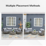 Outdoor and Garden-5PC Outdoor Patio Furniture Set Garden Sectional Rattan Wicker Sofa Set Cushioned Half-Moon Seat Deck w/ Pillow Grey - Outdoor Style Company