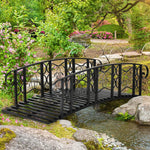 Outdoor and Garden-6' Metal Arch Backyard Garden Bridge with 660 lbs. Weight Capacity, Safety Siderails & Vine Motifs for Backyard Creek, Stream, Pond, Black - Outdoor Style Company