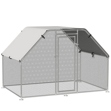 Outdoor and Garden-6' Metal Chicken Coop Run with Roof, Walk-In Chicken Coop Fence, Chicken House Chicken Cage Outdoor Chicken Pen Hen House, Silver - Outdoor Style Company