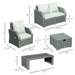 Outdoor and Garden-6 PCS Wicker Patio Furniture Outdoor Rattan Wicker Sofa Set Patio All Weather Furniture w/ Tea Table & Cushion for Backyard Garden - Grey - Outdoor Style Company