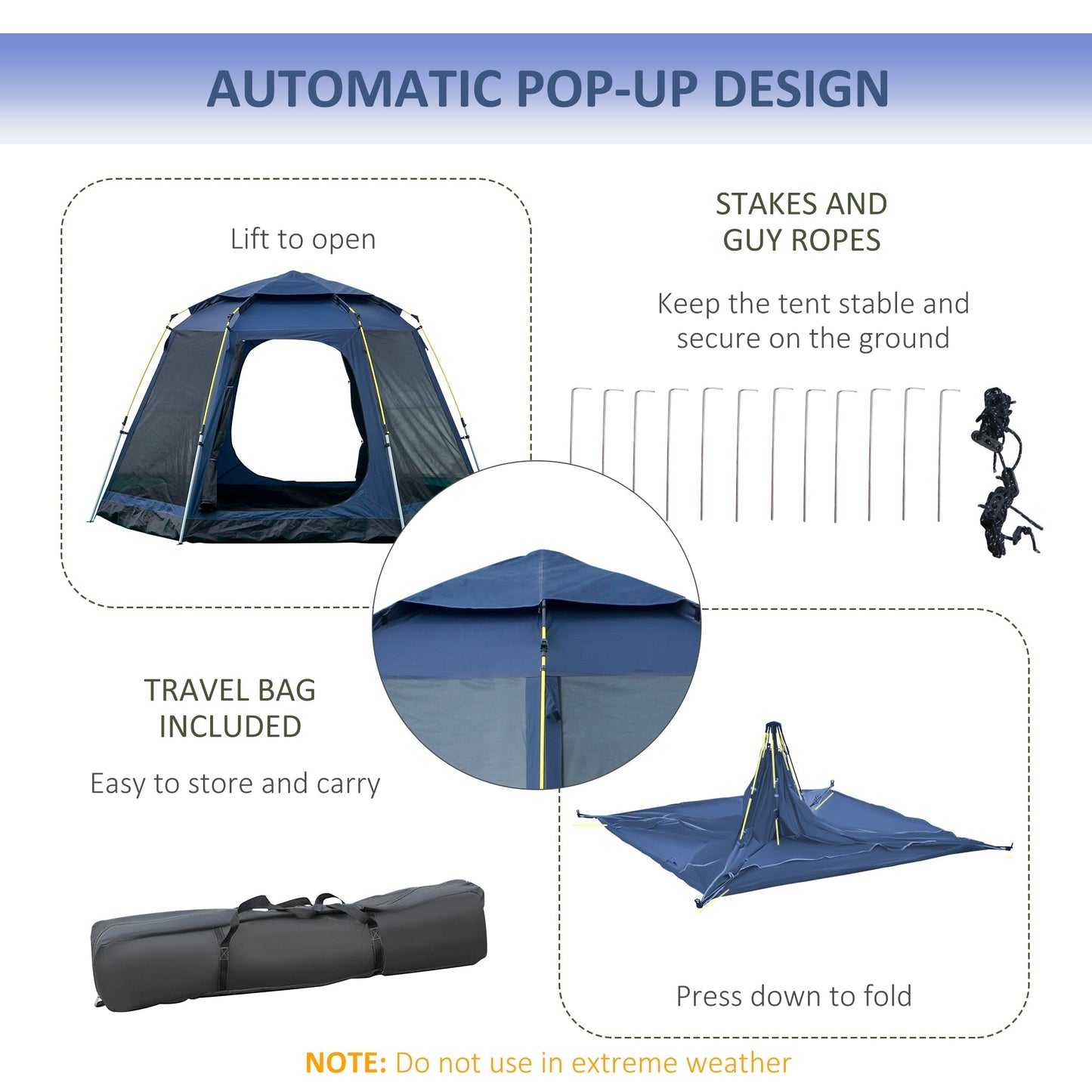 Miscellaneous-6 Person Pop Up Camping Tent with Weatherproof Rain Cover, Easy Up Tent with 4 Windows 2 Doors - Outdoor Style Company