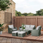 Outdoor and Garden-6-Piece Outdoor Rattan Wicker Set Cushioned Sofa - Outdoor Style Company
