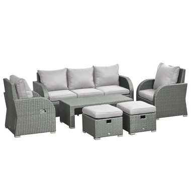 Outdoor and Garden-6-Piece Outdoor Rattan Wicker Set Cushioned Sofa - Outdoor Style Company