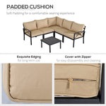 Outdoor and Garden-6-Piece Patio Furniture Set L-Shape Corner Sectional Sofa Set with Coffee Table Cushions Beige - Outdoor Style Company