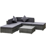 Outdoor and Garden-6-Piece Patio Furniture Sets Outdoor Sectional Sofa Set PE Rattan Conversation Sets with Corner Sofa and Acacia Wood Top Coffee Table, Grey - Outdoor Style Company