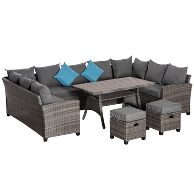 Outdoor and Garden-6 Pieces Patio Wicker Conversation Furniture Sets, Outdoor PE Rattan Sectional Sofa Set, with Coffee Table & Cushions for Lawn, Mixed Grey - Outdoor Style Company