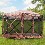 Outdoor and Garden-6-Sided Hexagon Pop Up Party Tent Gazebo with Mesh Netting Walls & Shaded Interior, 12' x 12', Flower - Outdoor Style Company