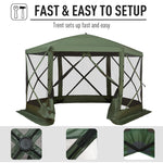 Outdoor and Garden-6-Sided Hexagon Pop Up Party Tent Gazebo with Mesh Netting Walls & Shaded Interior, 12' x 12', Green - Outdoor Style Company