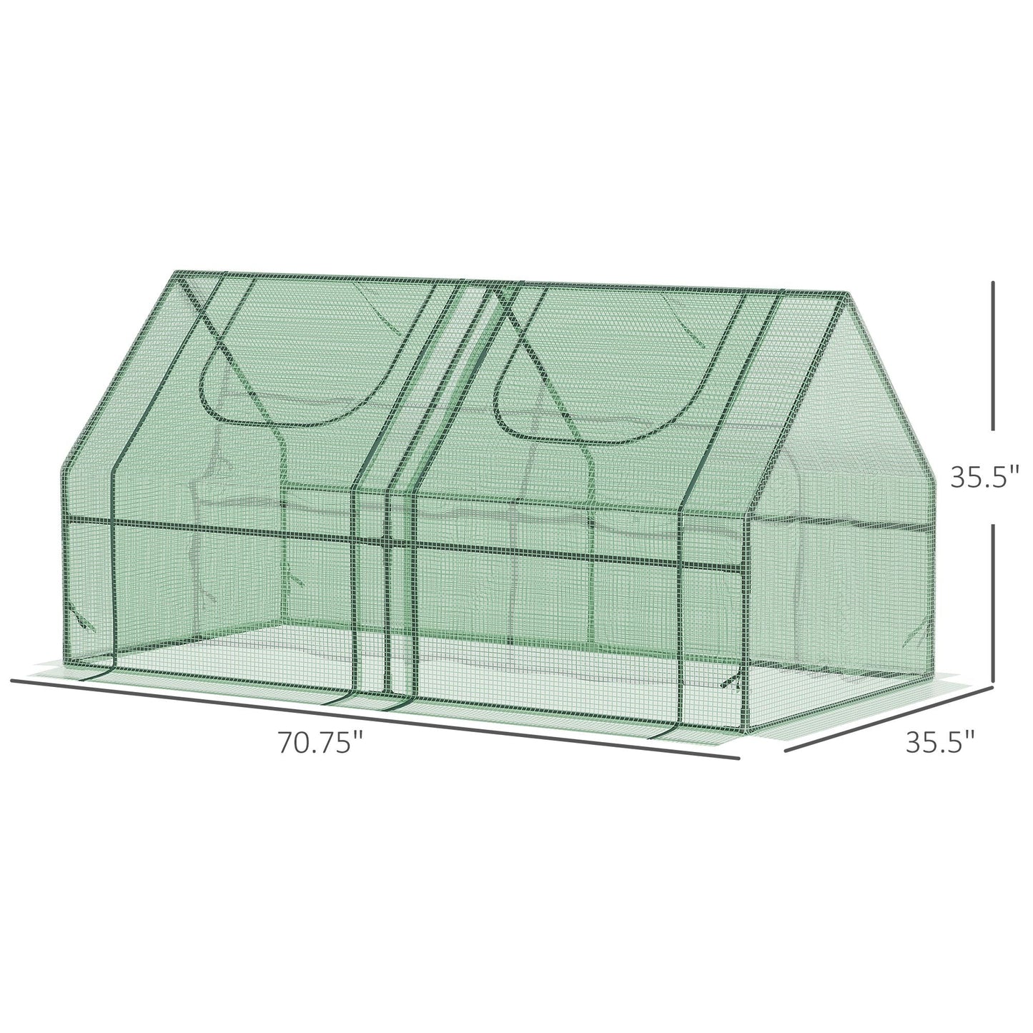 Miscellaneous-6' x 3' x 3' Portable Greenhouse, hot house for plants with 2 PE/PVC Covers, Steel Frame and 2 Roll Up Windows, Green - Outdoor Style Company