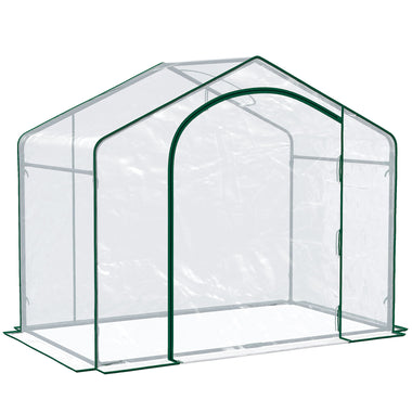 Outdoor and Garden-6' x 3' x 6' Portable Walk-in Greenhouse, PVC Cover, Steel Frame Garden Hot House, Zipper Door, Top Vent for Flowers, Vegetables, Saplings - Outdoor Style Company