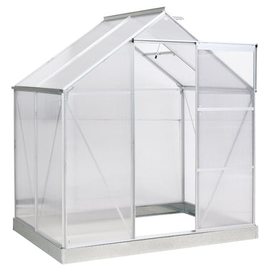 Outdoor and Garden-6' x 4' Portable Walk-in Greenhouse, Outdoor Winter Green House Canopy w/ Sliding Door & Adjustable Window, Silver - Outdoor Style Company