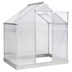 Outdoor and Garden-6' x 4' Portable Walk-in Greenhouse, Outdoor Winter Green House Canopy w/ Sliding Door & Adjustable Window, Silver - Outdoor Style Company