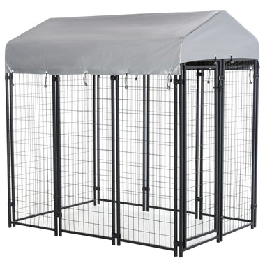 Pet Supplies-6' x 4' x 6' Large Dog Kennel Outdoor, Heavy Duty Dog Kennel with UV-Resistant Oxford Cloth Roof & Secure Lock, Black - Outdoor Style Company