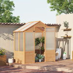 Miscellaneous-6' x 4' x 7' Polycarbonate Greenhouse, Walk-in Green House, Wooden Hot House with Door, Natural - Outdoor Style Company