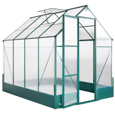 Miscellaneous-6' x 8' x 7' Walk-in Polycarbonate Greenhouse, Hobby Greenhouse for Backyard/Outdoor with Temperature Controlled Window - Outdoor Style Company