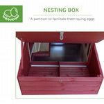 Outdoor and Garden-63" Wooden Chicken Coop Hen House Poultry Cage for Outdoor Backyard with Raised Garden Bed, Run Area, Nesting Box and Removable Tray, Red - Outdoor Style Company