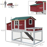 Outdoor and Garden-63" Wooden Chicken Coop Hen House Poultry Cage for Outdoor Backyard with Raised Garden Bed, Run Area, Nesting Box and Removable Tray, Red - Outdoor Style Company