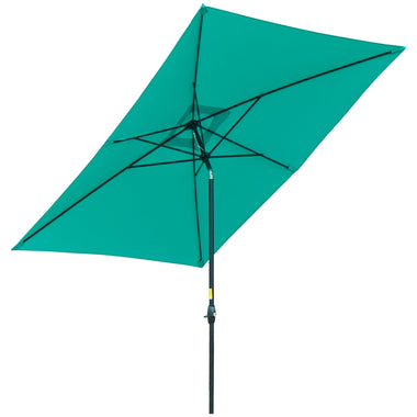 Outdoor and Garden-6.6 X 10 ft Rectangular Patio Umbrella Outdoor Table Market Umbrella with Crank & Push Button Tilt for Garden, Lawn, Deck & Backyard, Teal - Outdoor Style Company