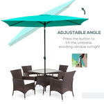Outdoor and Garden-6.6 X 10 ft Rectangular Patio Umbrella Outdoor Table Market Umbrella with Crank & Push Button Tilt for Garden, Lawn, Deck & Backyard, Teal - Outdoor Style Company