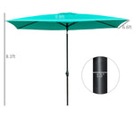 Outdoor and Garden-6.6 X 10 ft Rectangular Patio Umbrella Outdoor Table Market Umbrella with Crank & Push Button Tilt for Garden, Lawn, Deck & Backyard, Teal - Outdoor Style Company