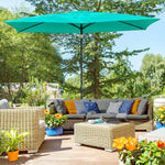 Outdoor and Garden-6.6 X 10 ft Rectangular Patio Umbrella Outdoor Table Market Umbrella with Crank & Push Button Tilt for Garden, Lawn, Deck & Backyard, Teal - Outdoor Style Company