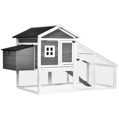 Miscellaneous-69" Chicken Coop Wooden Chicken House, Rabbit Hutch Pen, with Run w/ Nesting Box, Removable Tray, Asphalt Roof, and Safe Lockable Door - Outdoor Style Company